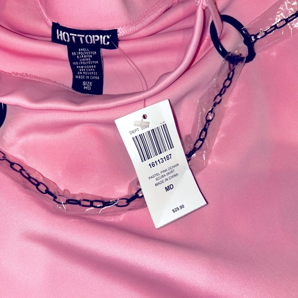 Hot Topic NWT pastel pink chained scuba skirt- Med - Picture 3 of 7